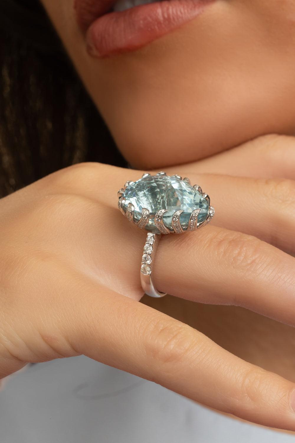 Aquamarine Drop Ring-WHITE GOLD-6.25-JEWELRYFINE JEWELRING-ALEXANDER LAUT