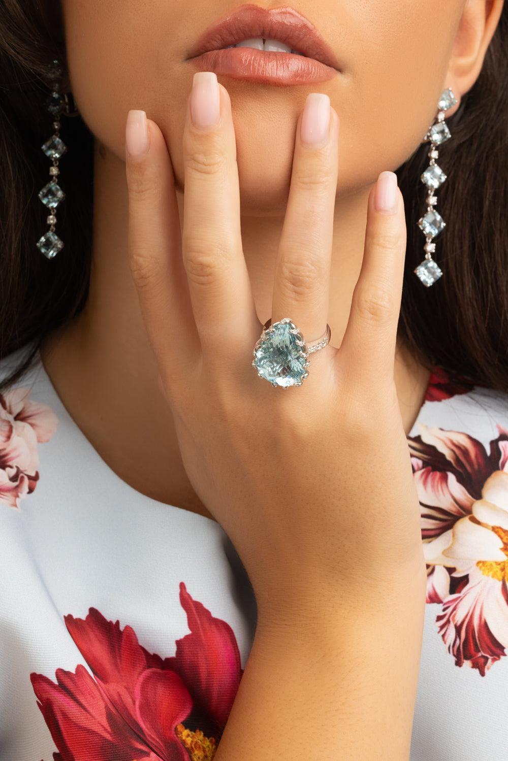 Aquamarine Drop Ring-WHITE GOLD-6.25-JEWELRYFINE JEWELRING-ALEXANDER LAUT