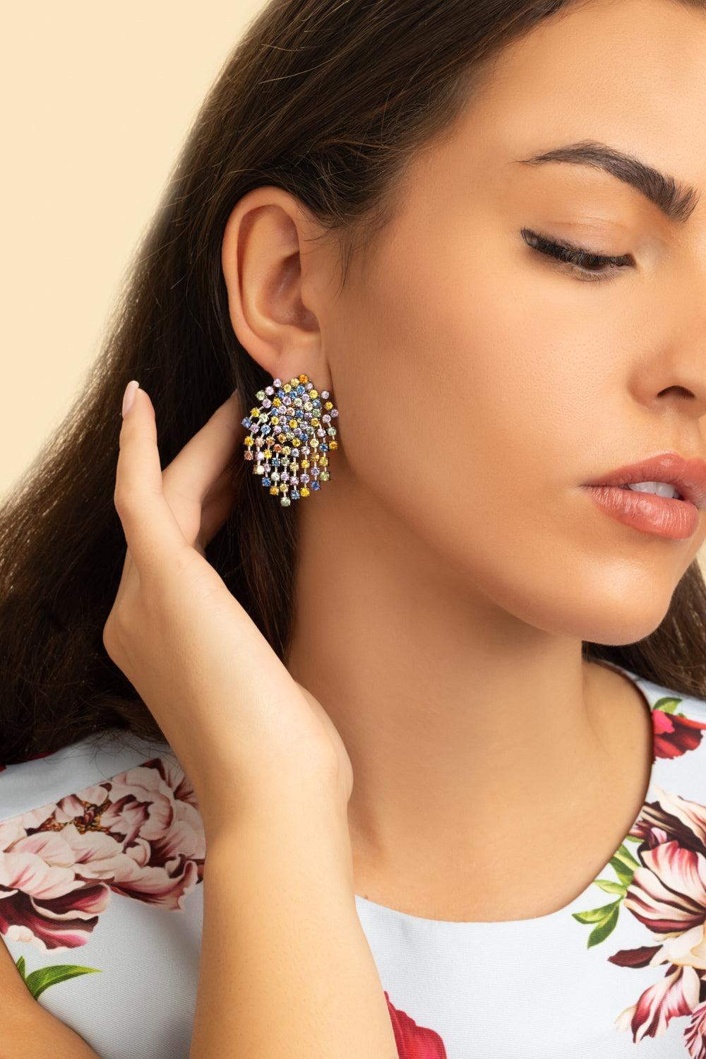 Mixed Sapphire Earrings-WHITE GOLD-JEWELRYFINE JEWELEARRING-ALEXANDER LAUT