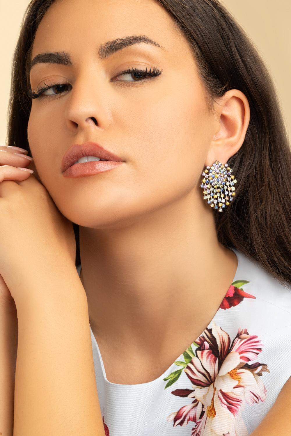 Mixed Sapphire Earrings-WHITE GOLD-JEWELRYFINE JEWELEARRING-ALEXANDER LAUT