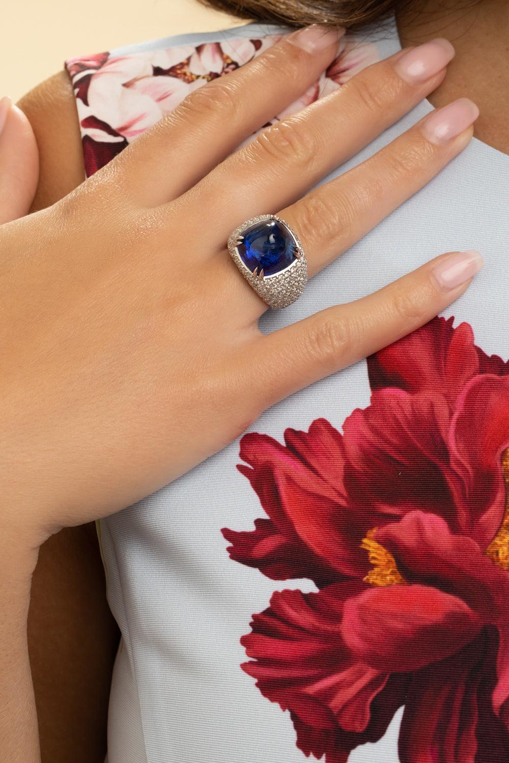 Blue Sapphire Diamond Ring-WHITE GOLD-6.5-JEWELRYFINE JEWELRING-ALEXANDER LAUT