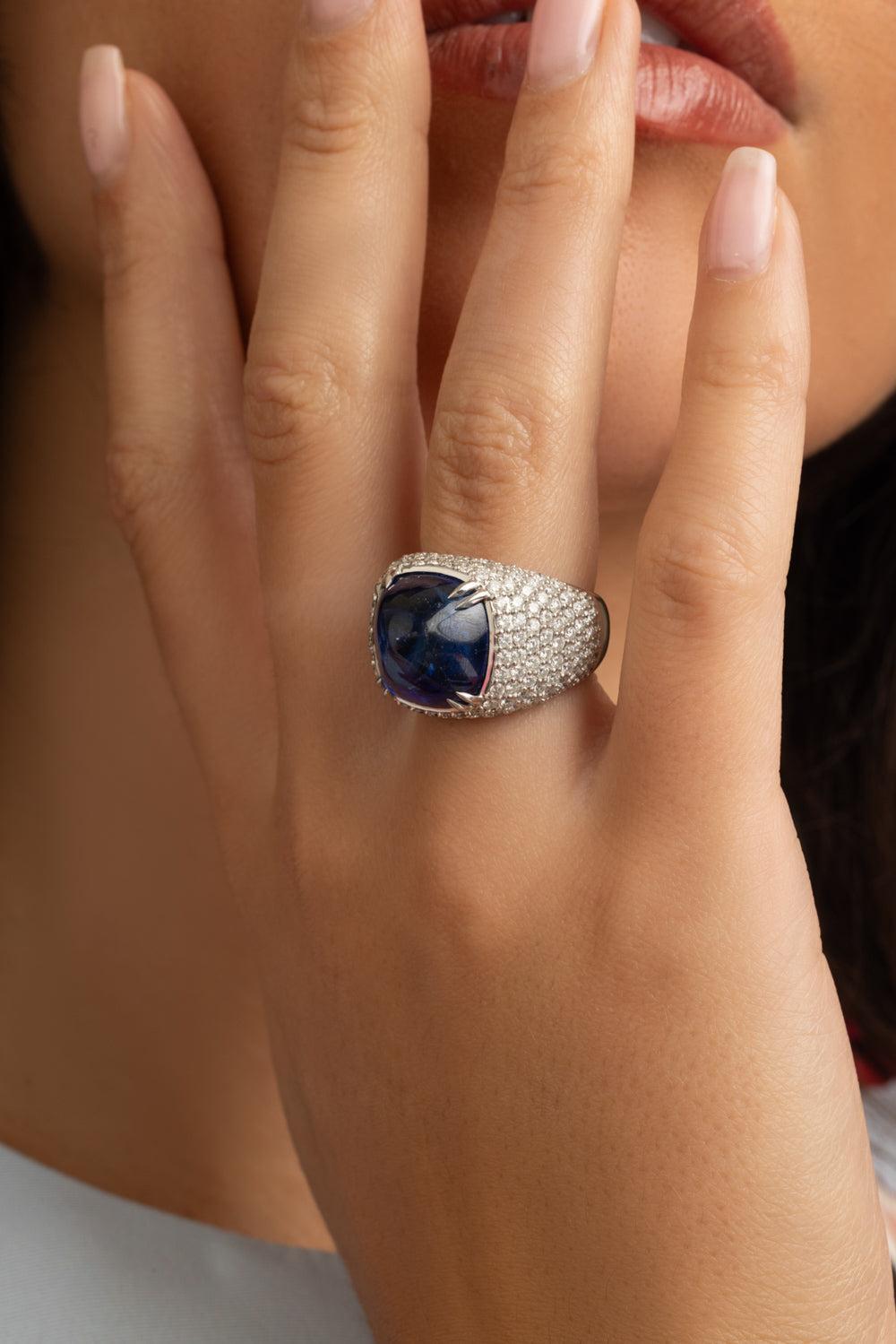 Blue Sapphire Diamond Ring-WHITE GOLD-6.5-JEWELRYFINE JEWELRING-ALEXANDER LAUT