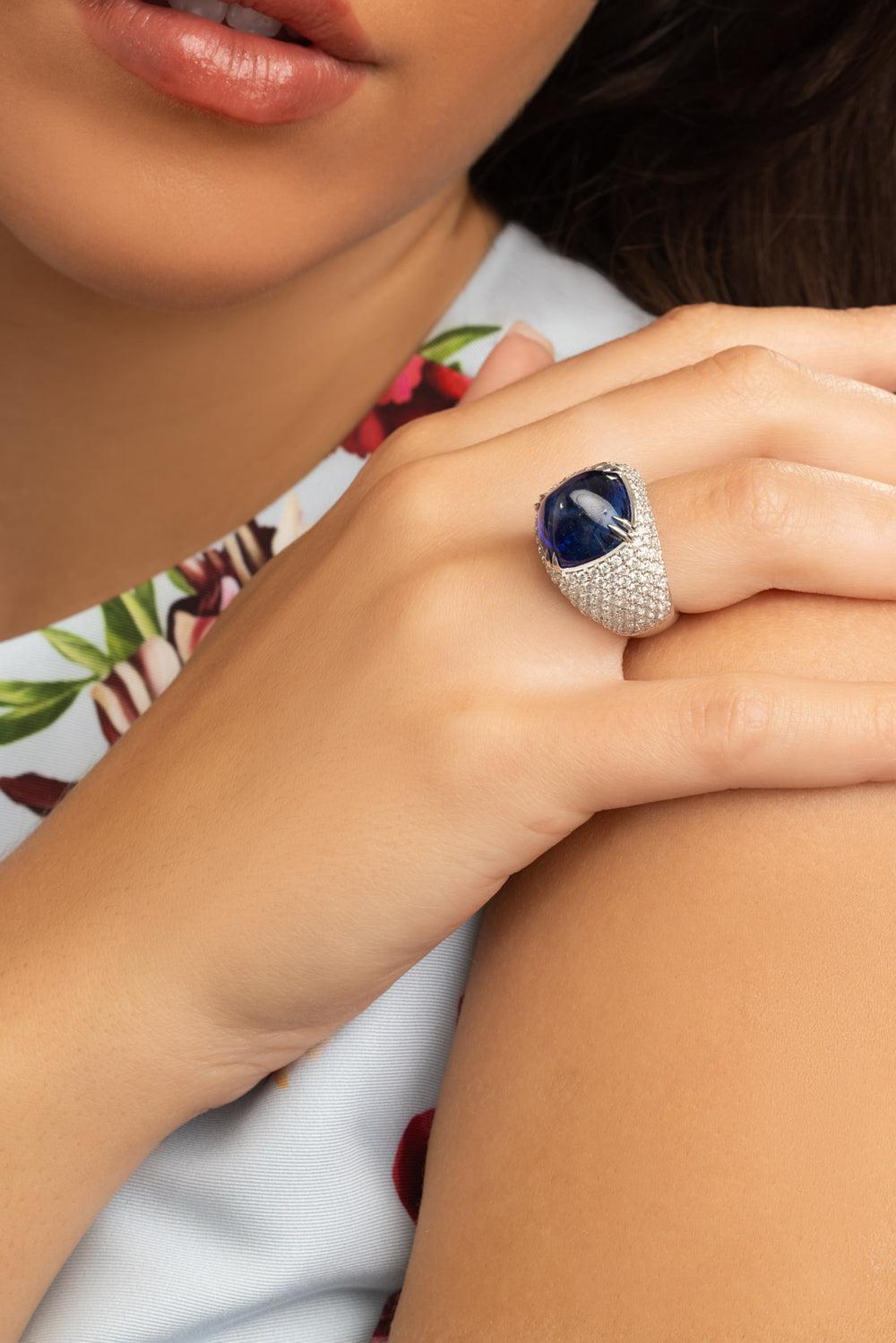 Blue Sapphire Diamond Ring-WHITE GOLD-6.5-JEWELRYFINE JEWELRING-ALEXANDER LAUT