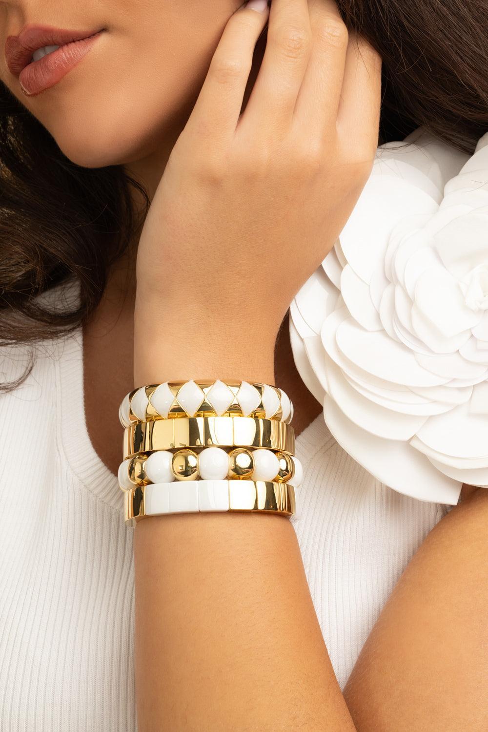 Black My Aura Diva Stretch Bracelet-YELLOW GOLD-JEWELRYFINE JEWELBRACELET O-ROBERTO DEMEGLIO