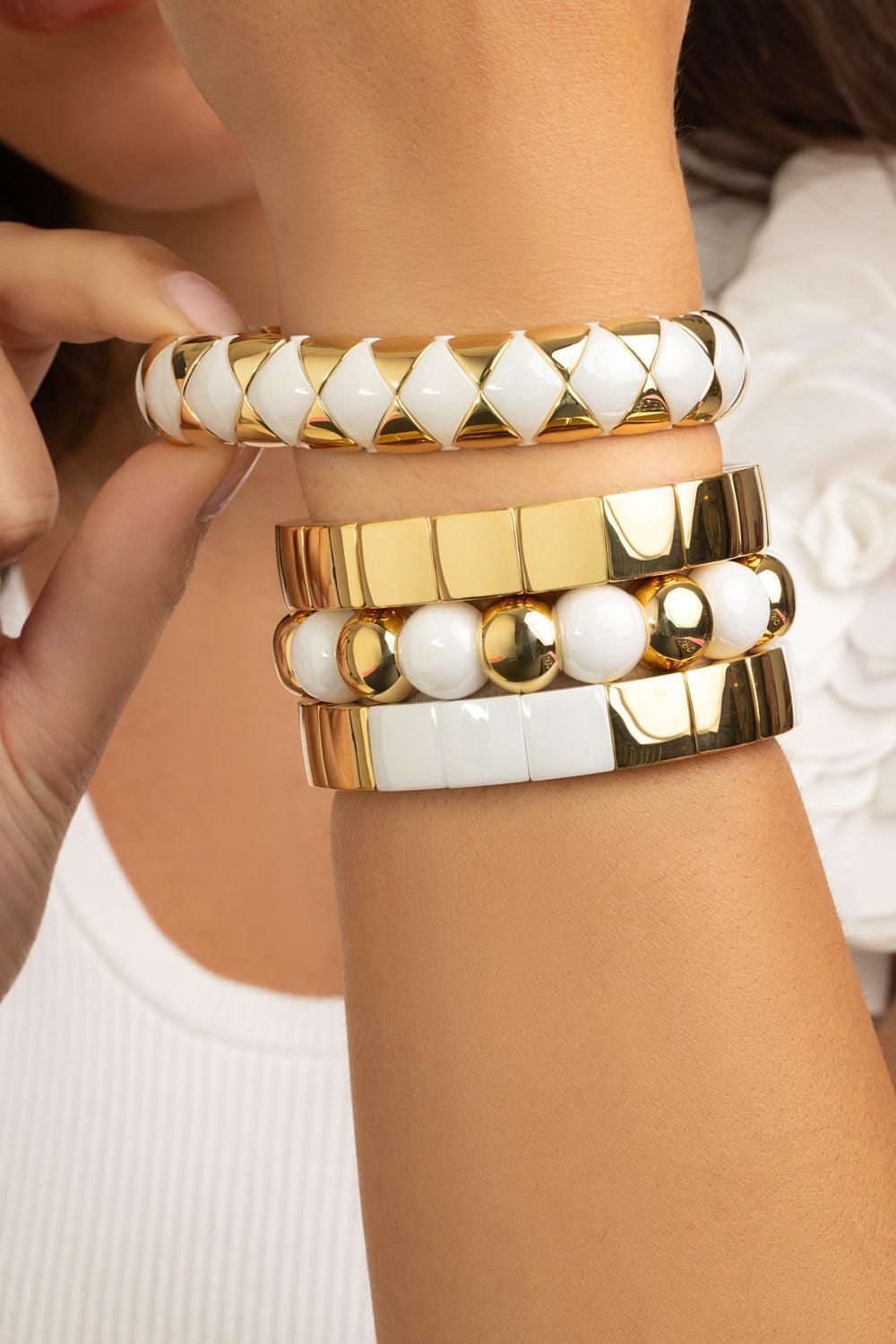 Black My Aura Diva Stretch Bracelet-YELLOW GOLD-JEWELRYFINE JEWELBRACELET O-ROBERTO DEMEGLIO