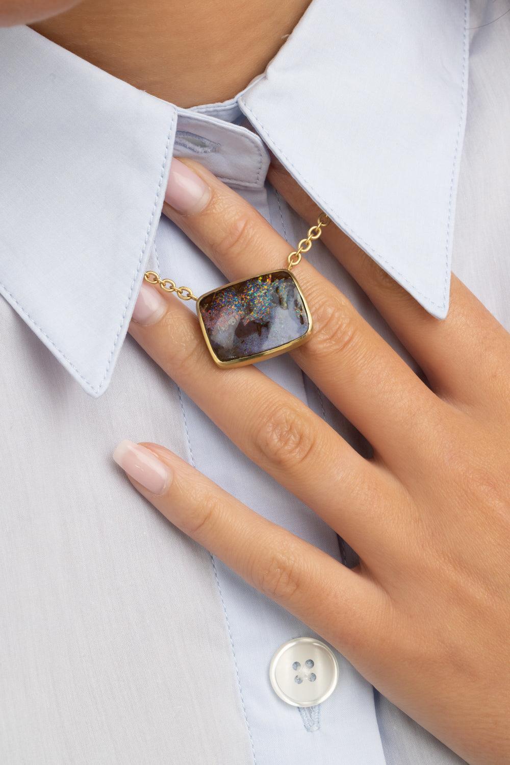 Boulder Opal Constellation Pegasus Necklace-YELLOW GOLD-JEWELRYFINE JEWELNECKLACE O-IRENE NEUWIRTH JEWELRY