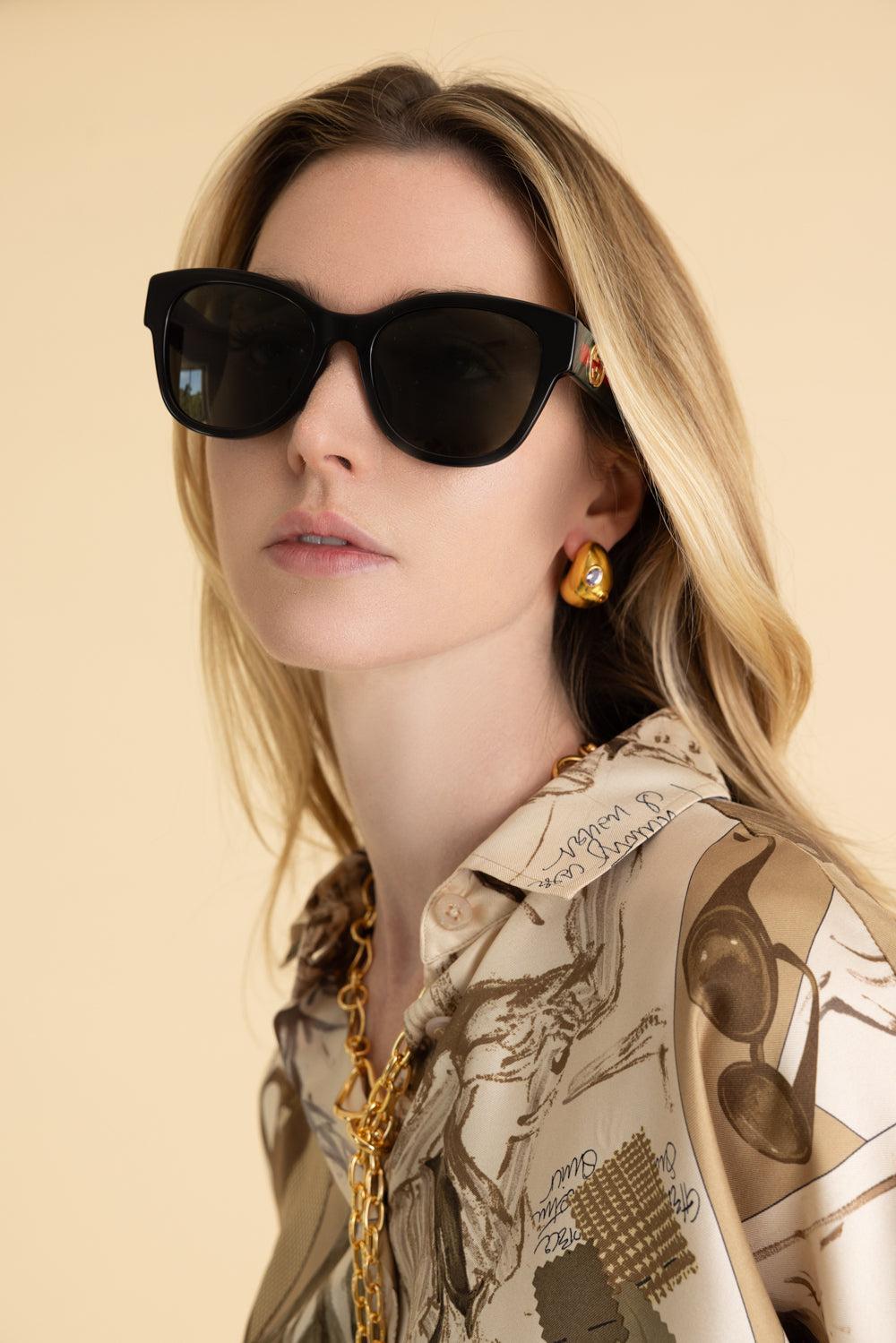 Side Logo Sunglasses-BLACK/GREEN/GREY-ACCESSORIESUNGLASSES-GUCCI