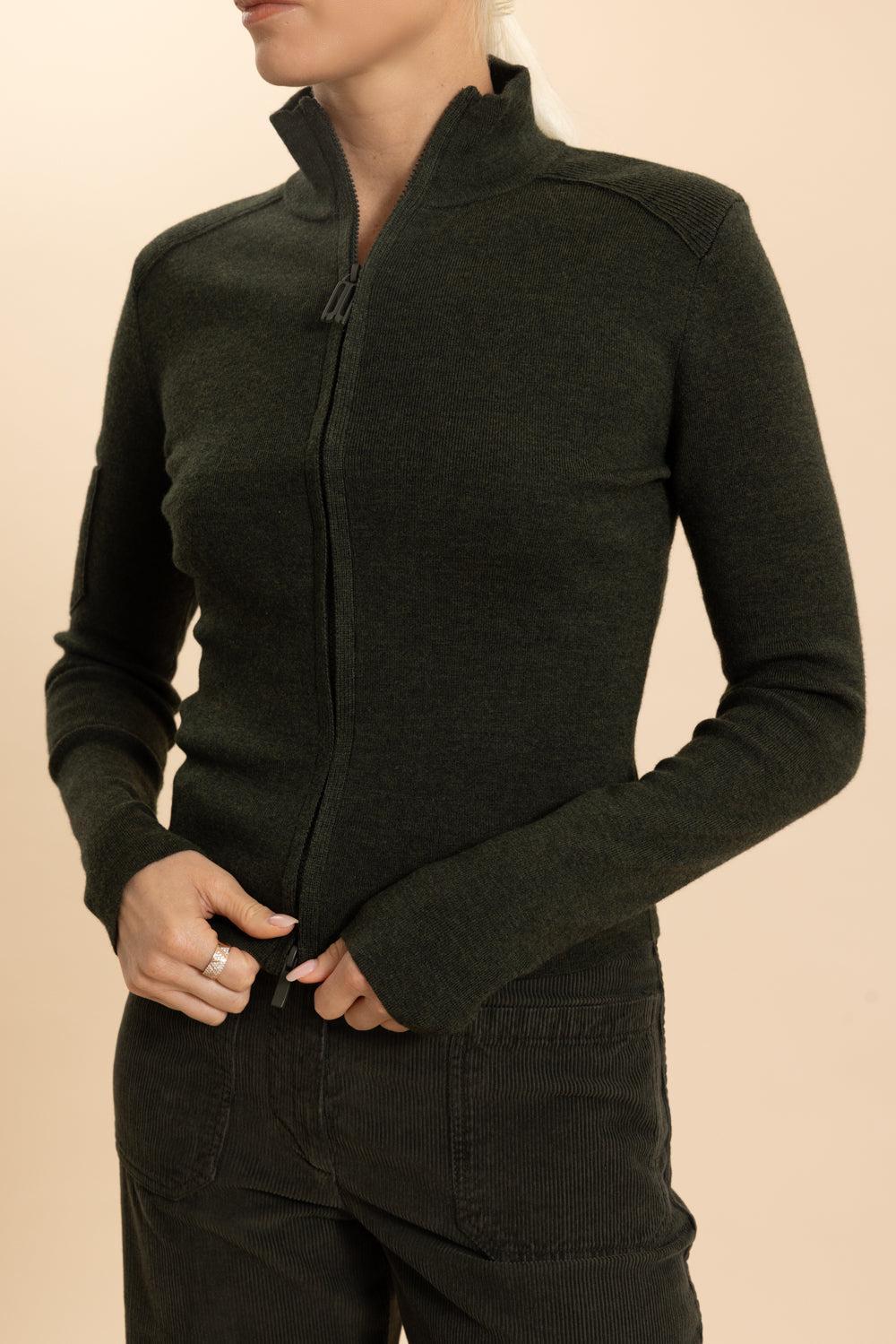 Patch Detail Zipped Top-OREGANO-XS-CLOTHINGTOPKNITS-VICTORIA BECKHAM