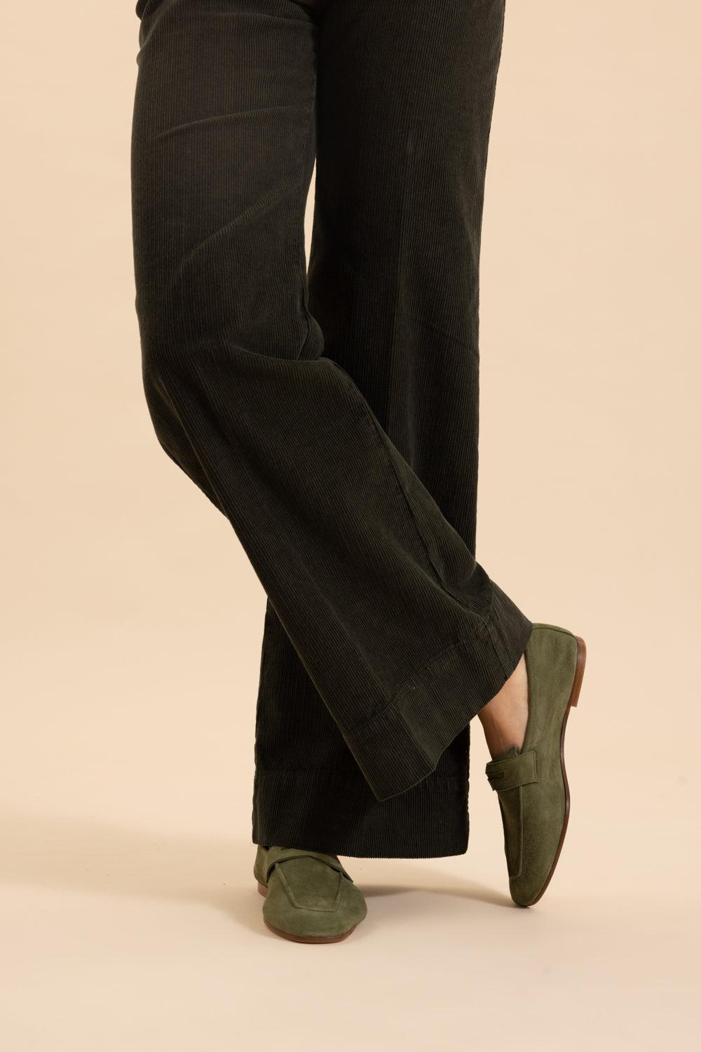 Essenziale Loafers - Khaki Green-KHAKIGRN-36-SHOEFLAT SHOE-SOPHIQUE