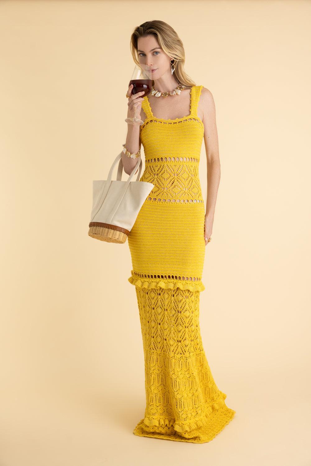 Winona Crochet Dress-SOL/GOLD-XS-CLOTHINGDRESSCASUAL-RETROFETE