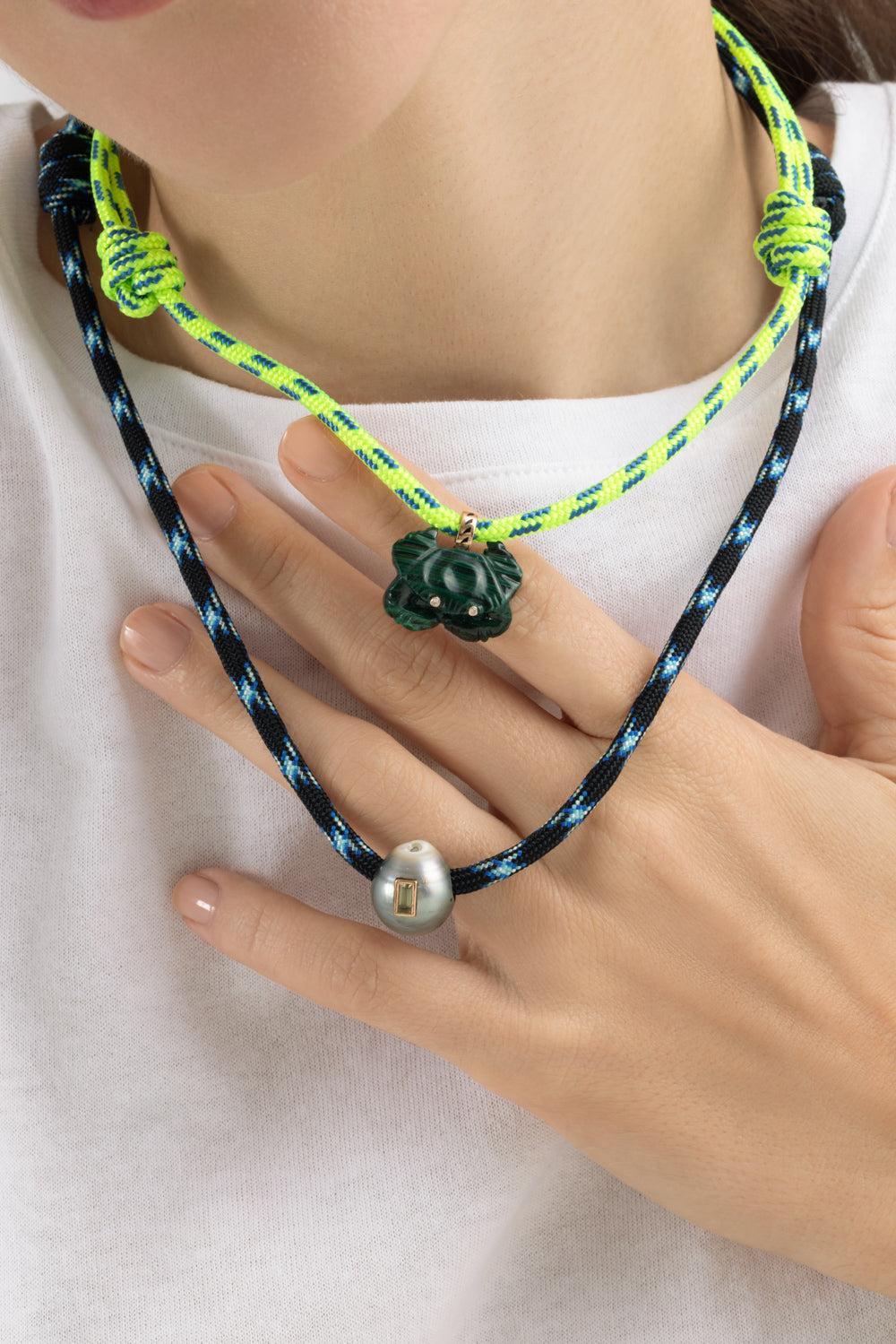 Malachite Diamond Carved Crab Pendant-ROSE GOLD-JEWELRYFINE JEWELNECKLACE O-DEZSO BY SARA BELTRAN