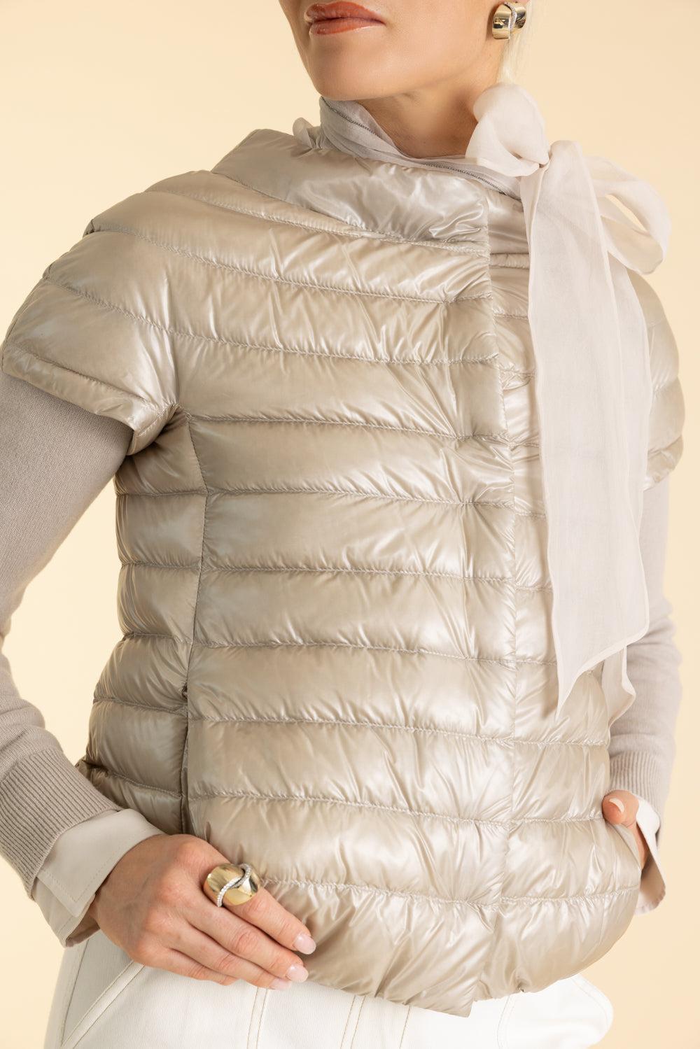 Iconico Emilia Cap Sleeve - Champagne-CHANTILLY-38-CLOTHINGJACKETCASUAL-HERNO