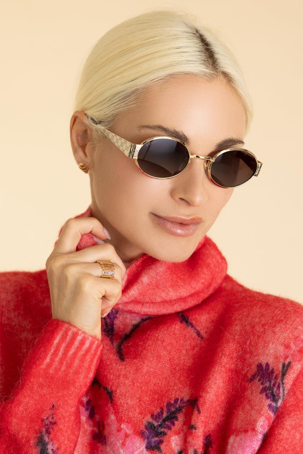 Small Oval Sunglasses-GLDGLDBN-ACCESSORIESUNGLASSES-GUCCI