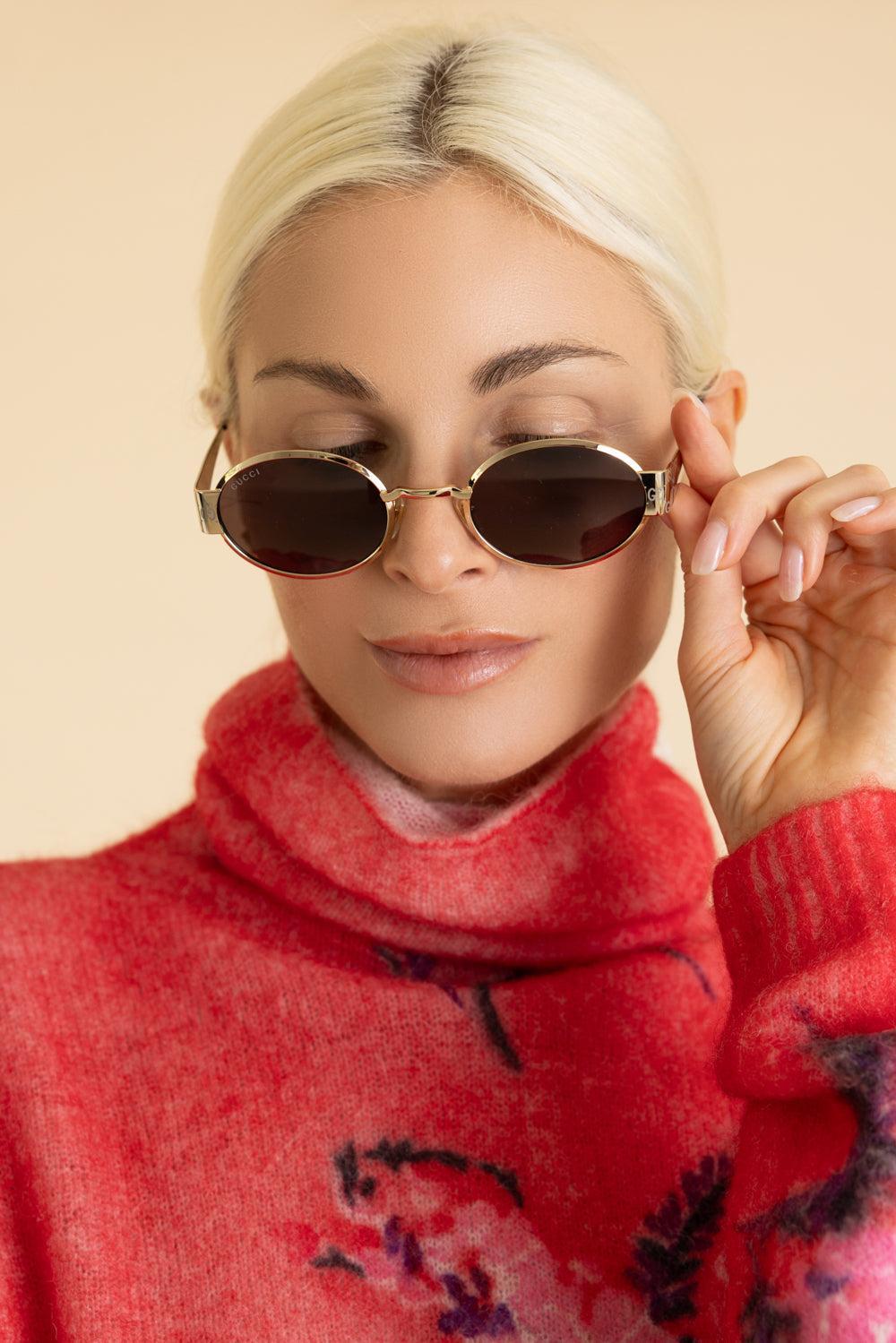 Small Oval Sunglasses-GLDGLDBN-ACCESSORIESUNGLASSES-GUCCI
