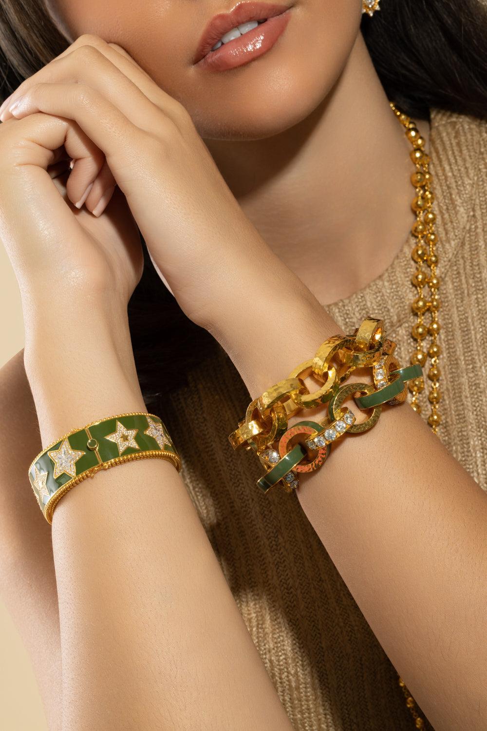 Hammered Big Link Bracelet-YELLOW GOLD-JEWELRYFINE JEWELBRACELET O-BUDDHA MAMA