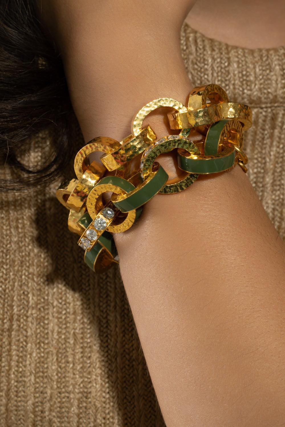 Hammered Big Link Bracelet-YELLOW GOLD-JEWELRYFINE JEWELBRACELET O-BUDDHA MAMA