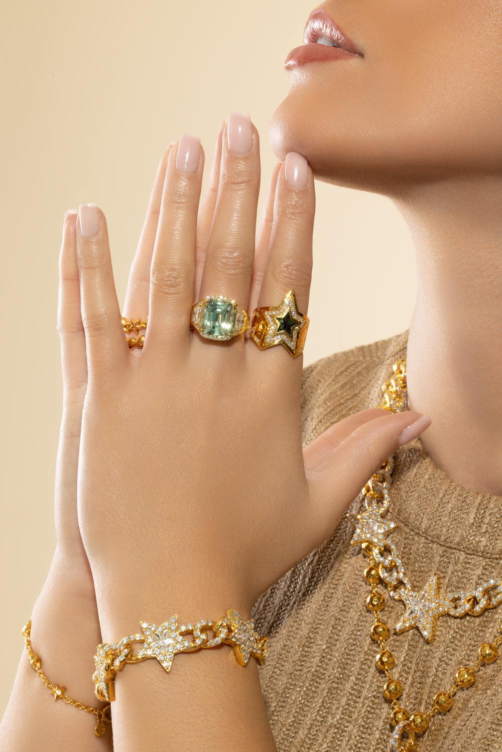 Chrysoberyl Diamond Signet Ring-YELLOW GOLD-7.5-JEWELRYFINE JEWELRING-BUDDHA MAMA