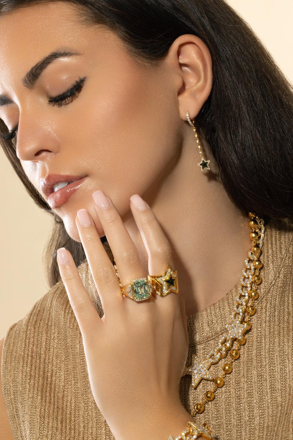 Chrysoberyl Diamond Signet Ring-YELLOW GOLD-7.5-JEWELRYFINE JEWELRING-BUDDHA MAMA