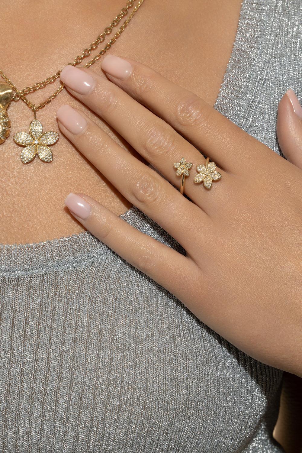Diamond Plumeria Wrap Ring-YELLOW GOLD-6.5-JEWELRYFINE JEWELRING-SYDNEY EVAN