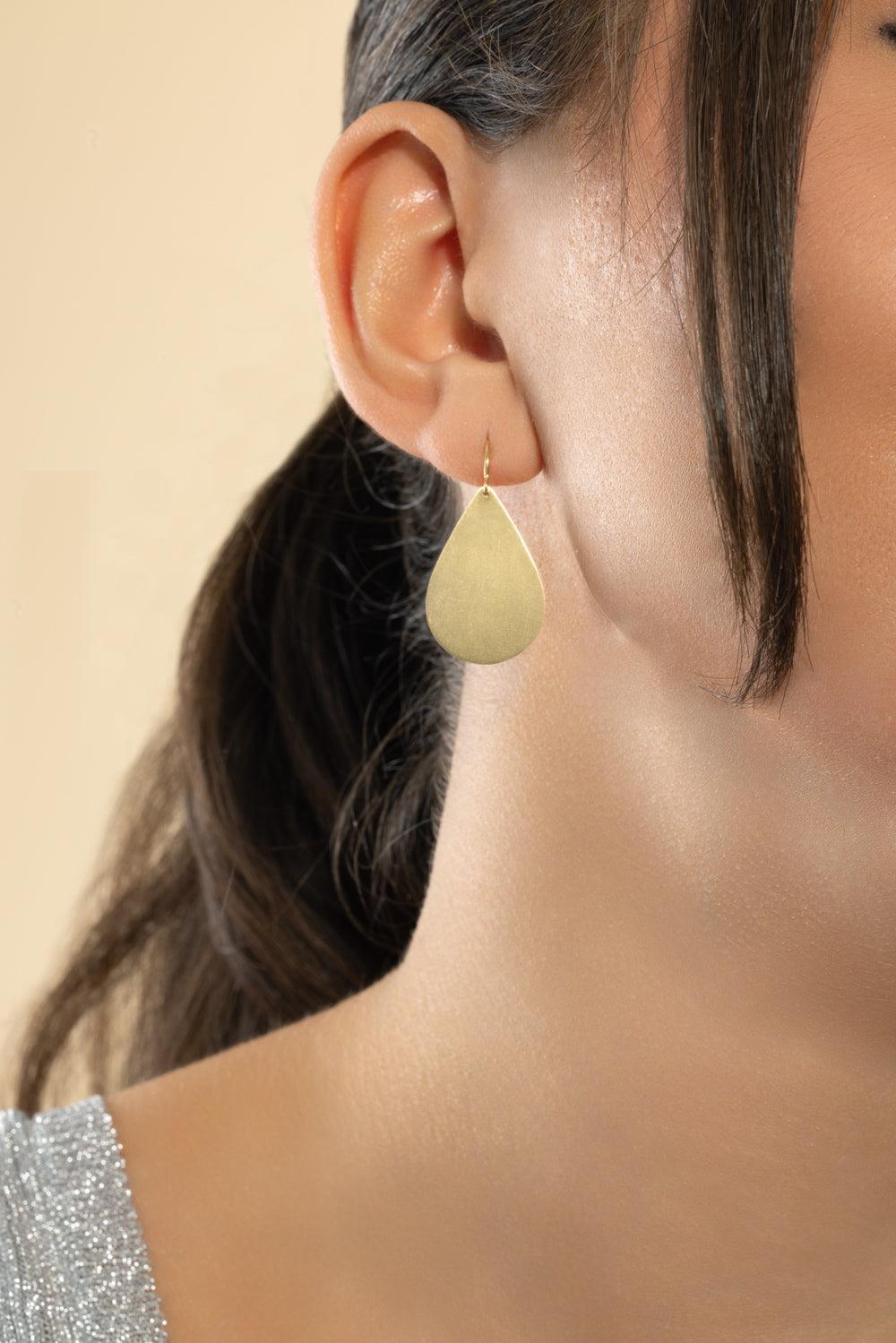 Large Flat Pear Earrings-YELLOW GOLD-JEWELRYFINE JEWELEARRING-IRENE NEUWIRTH JEWELRY
