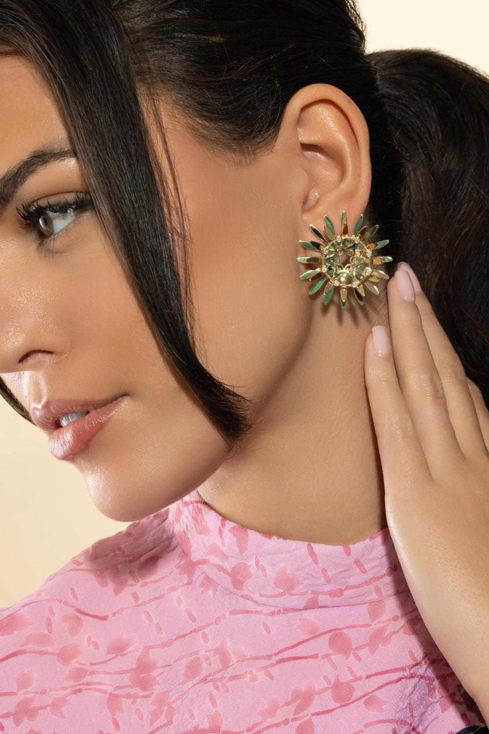 Diamond Mandala Hoop Earrings-YELLOW GOLD-JEWELRYFINE JEWELEARRING-CAROL KAUFFMANN