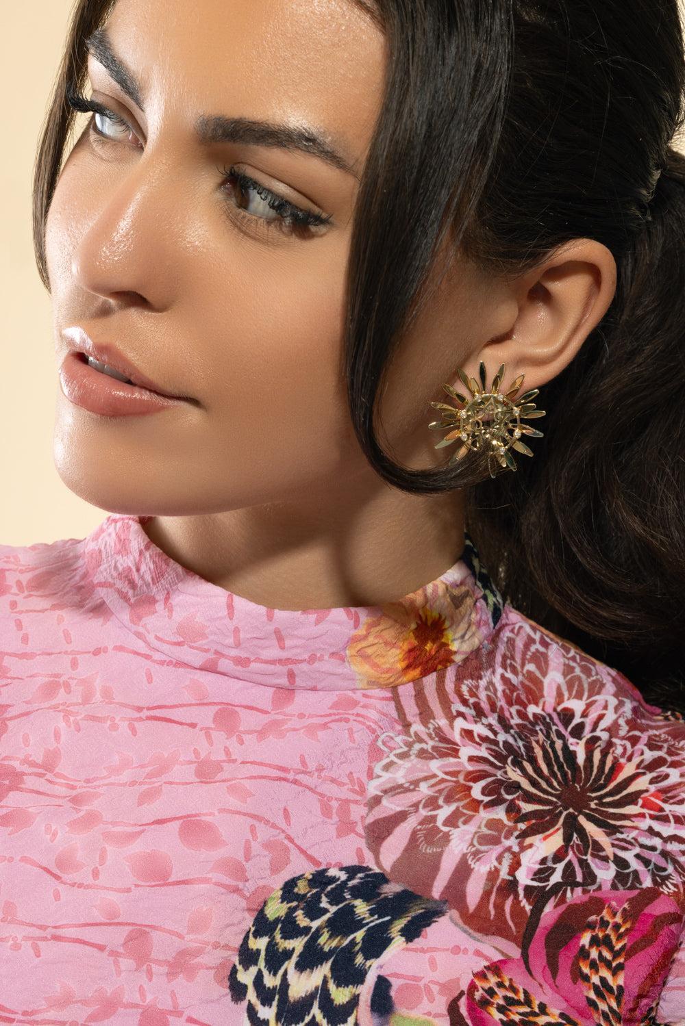 Diamond Mandala Hoop Earrings-YELLOW GOLD-JEWELRYFINE JEWELEARRING-CAROL KAUFFMANN