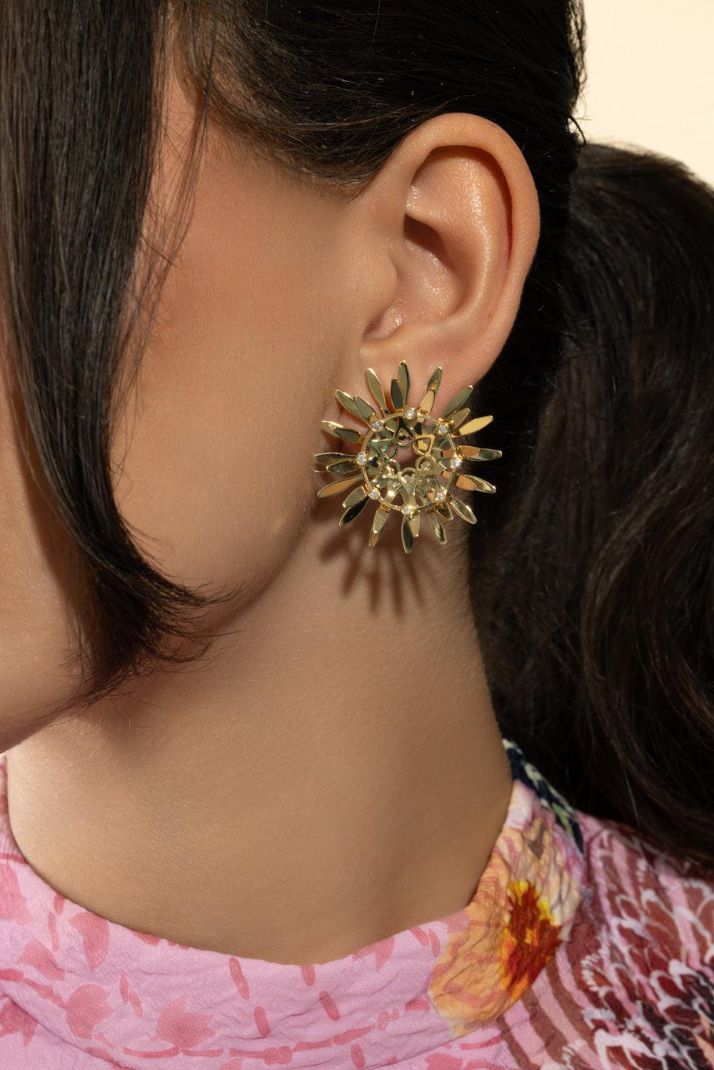 Diamond Mandala Hoop Earrings-YELLOW GOLD-JEWELRYFINE JEWELEARRING-CAROL KAUFFMANN