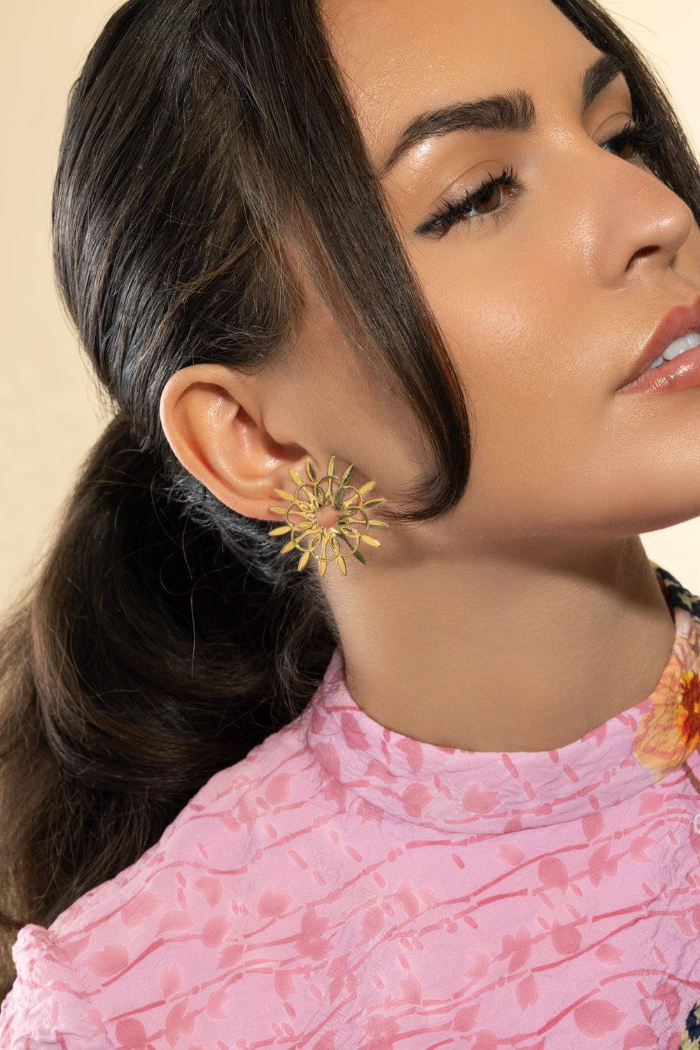 Mandala Hoop Earrings-YELLOW GOLD-JEWELRYFINE JEWELEARRING-CAROL KAUFFMANN