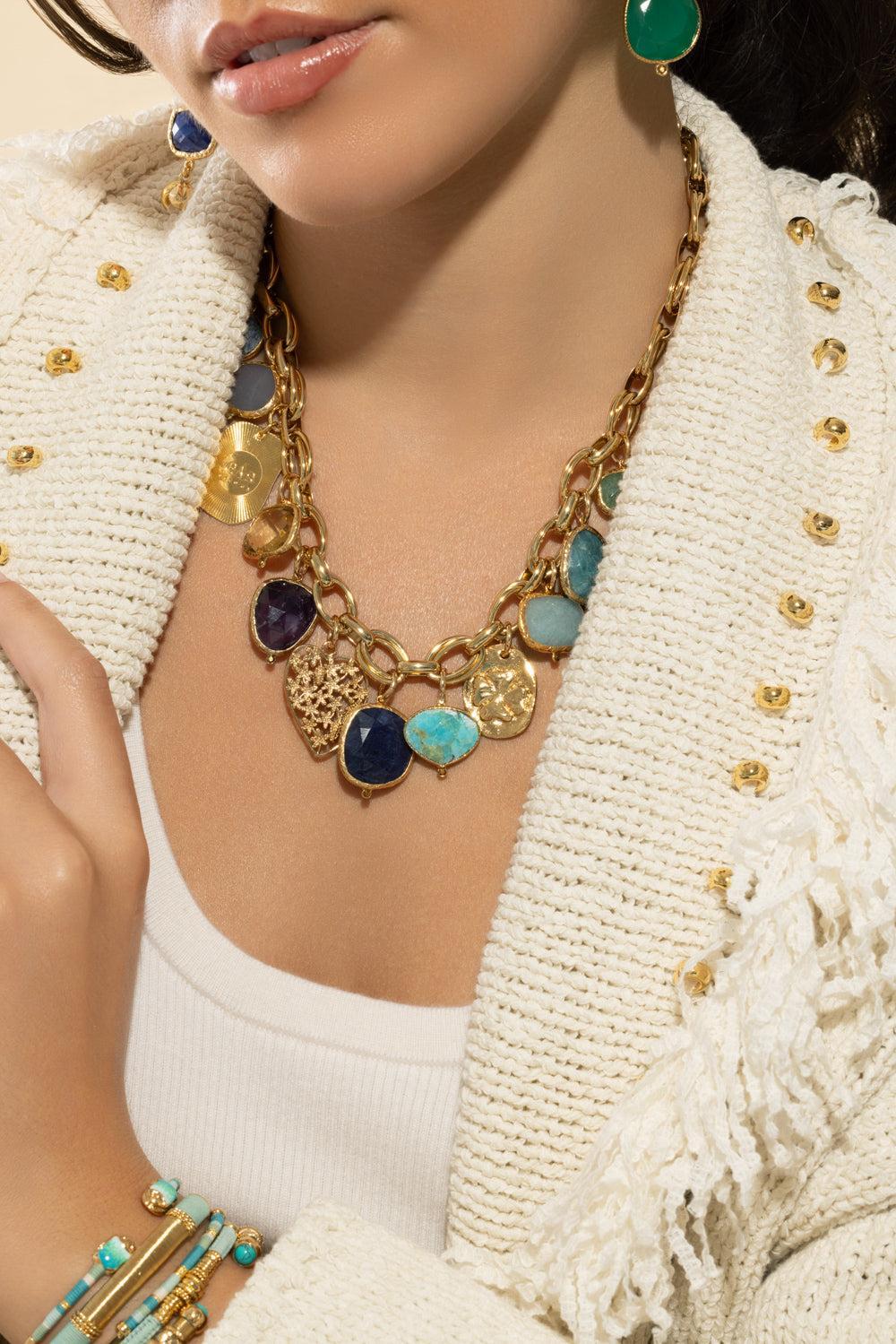 Mix Charm Maille Anita Necklace-BL/PRPL-JEWELRYBOUTIQUENECKLACE O-GAS BIJOUX