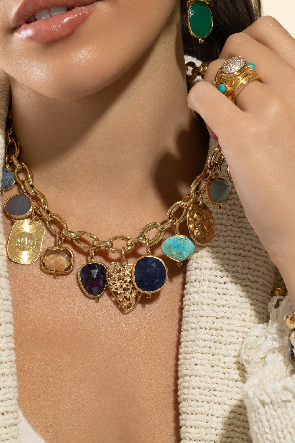 Mix Charm Maille Anita Necklace-BL/PRPL-JEWELRYBOUTIQUENECKLACE O-GAS BIJOUX