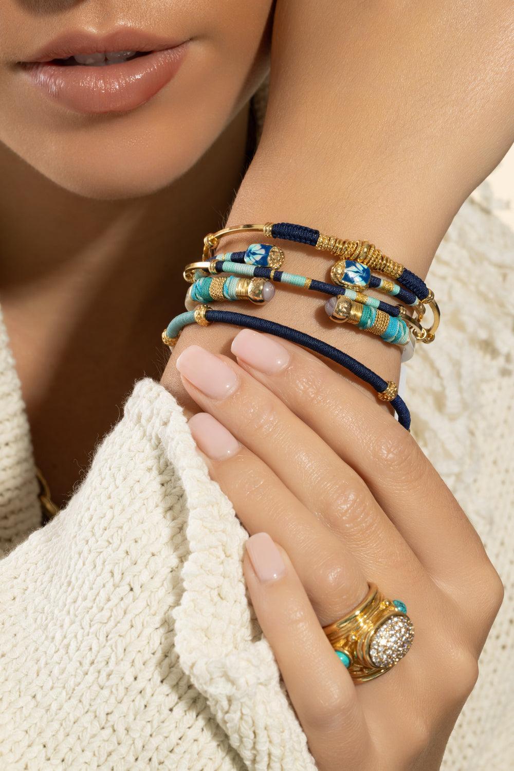 Navy Turquoise Duality Scara Bracelet-NAVY/TRQ-JEWELRYBOUTIQUEBRACELET O-GAS BIJOUX