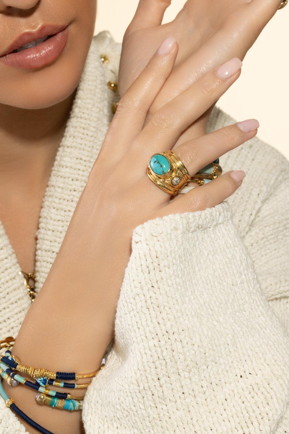 Turquoise Zircone Side Simone Ring-TURQ-6.5-JEWELRYBOUTIQUERING-GAS BIJOUX