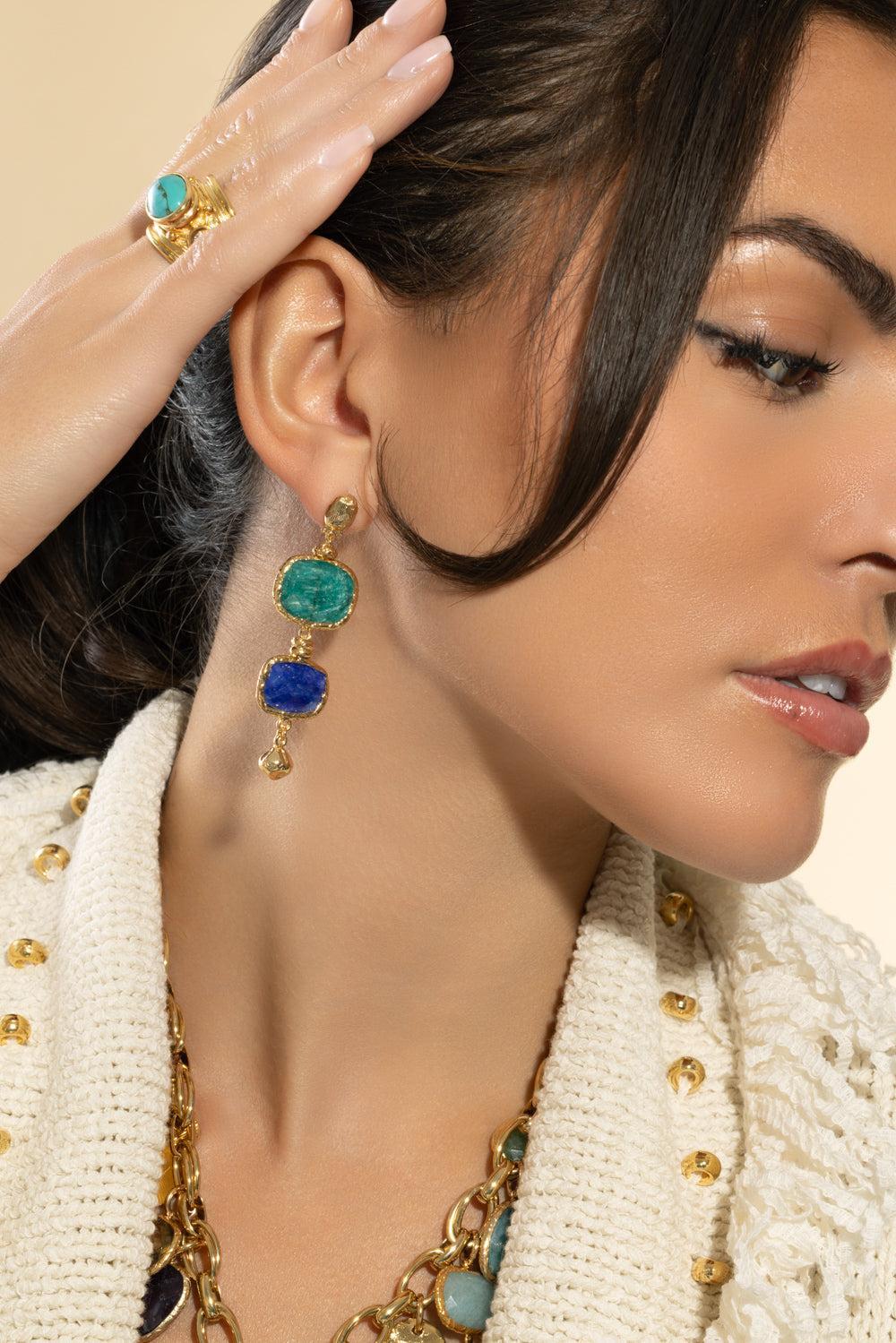 Blue Green Silene Earrings-BLUE/GREEN-JEWELRYBOUTIQUEEARRING-GAS BIJOUX