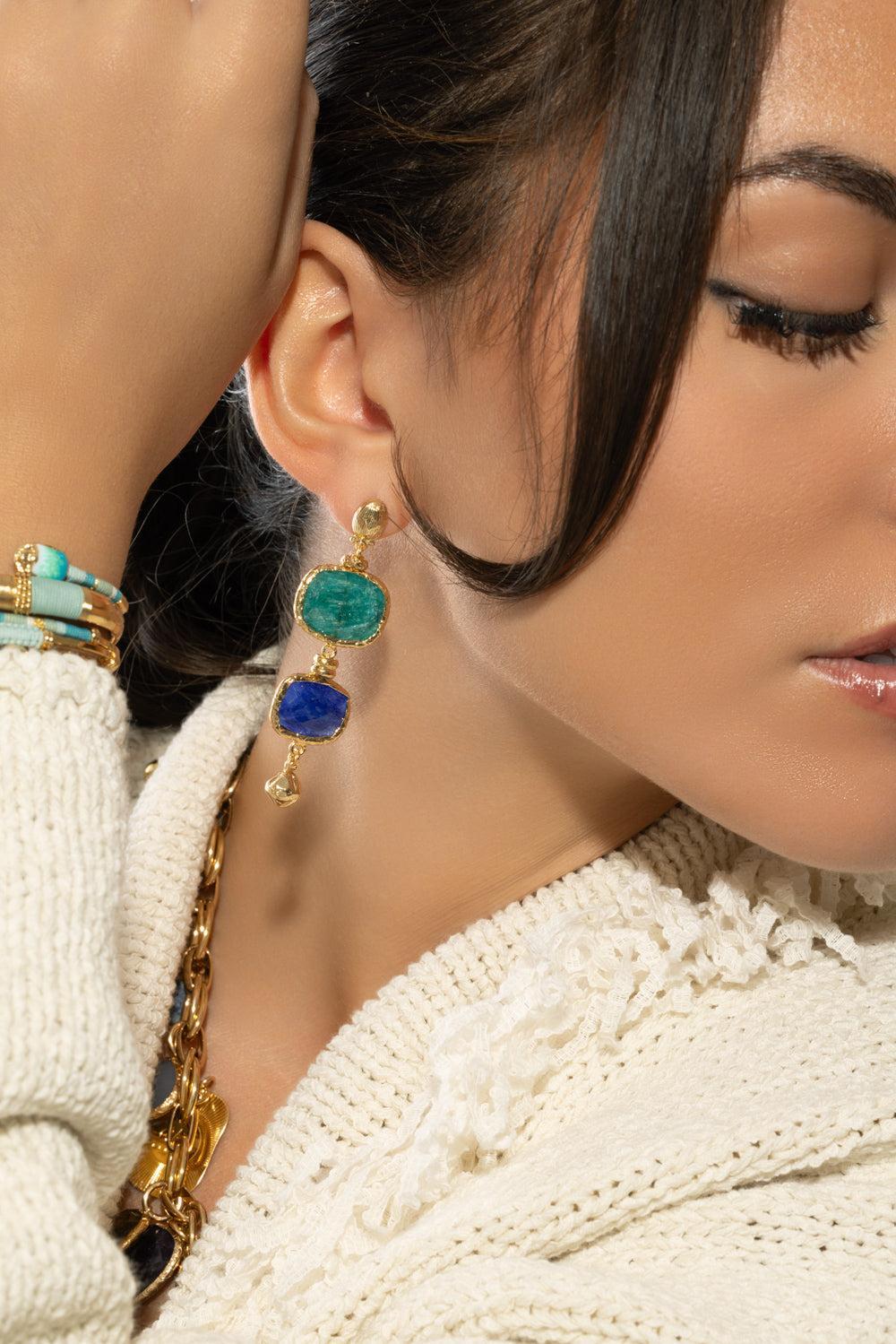 Blue Green Silene Earrings-BLUE/GREEN-JEWELRYBOUTIQUEEARRING-GAS BIJOUX