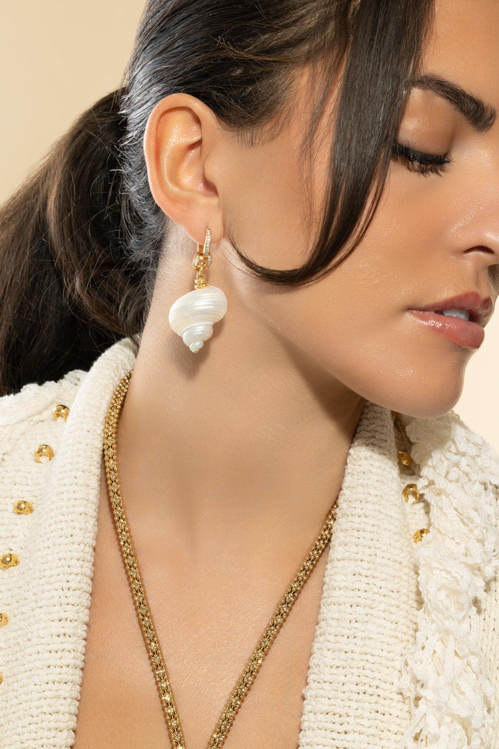 White Pearl Shell Earrings-WHITE-JEWELRYBOUTIQUEEARRING-GAS BIJOUX