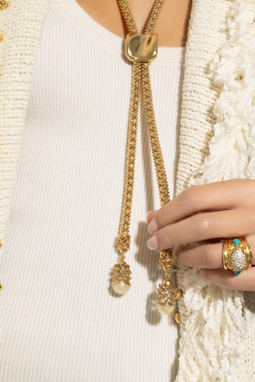 Lariate Celosia Necklace-YELLOW-JEWELRYBOUTIQUENECKLACE O-GAS BIJOUX