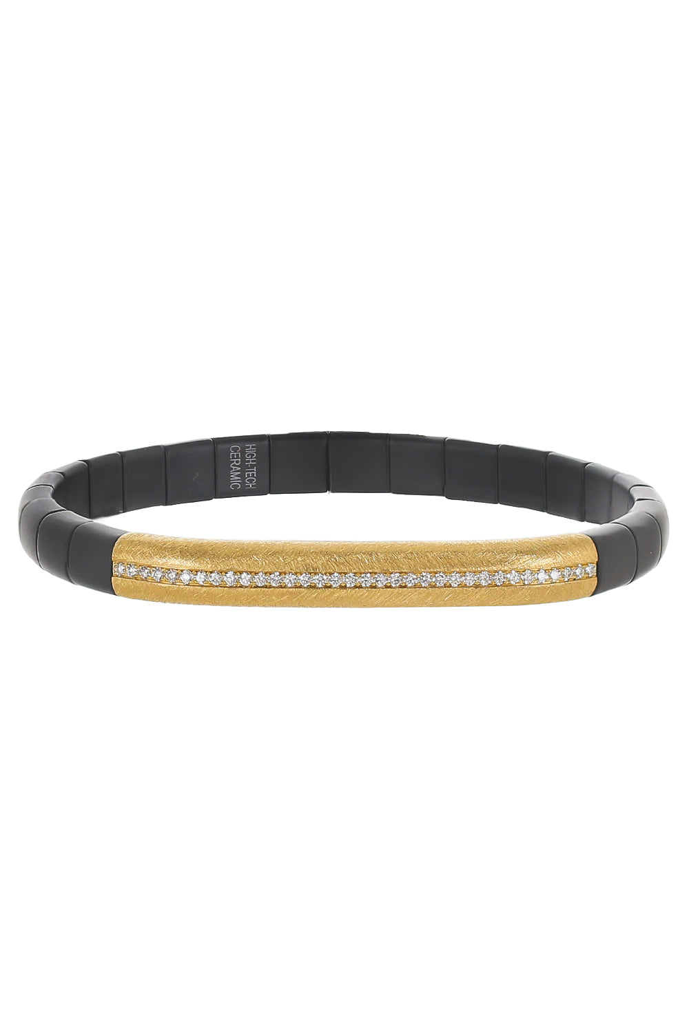 Diamond Bar Black Satin Ceramic Bracelet