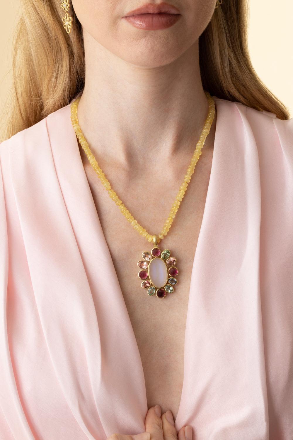 Danburite Small Bead Necklace-YELLOW GOLD-18-JEWELRYFINE JEWELNECKLACE O-LEIGH MAXWELL