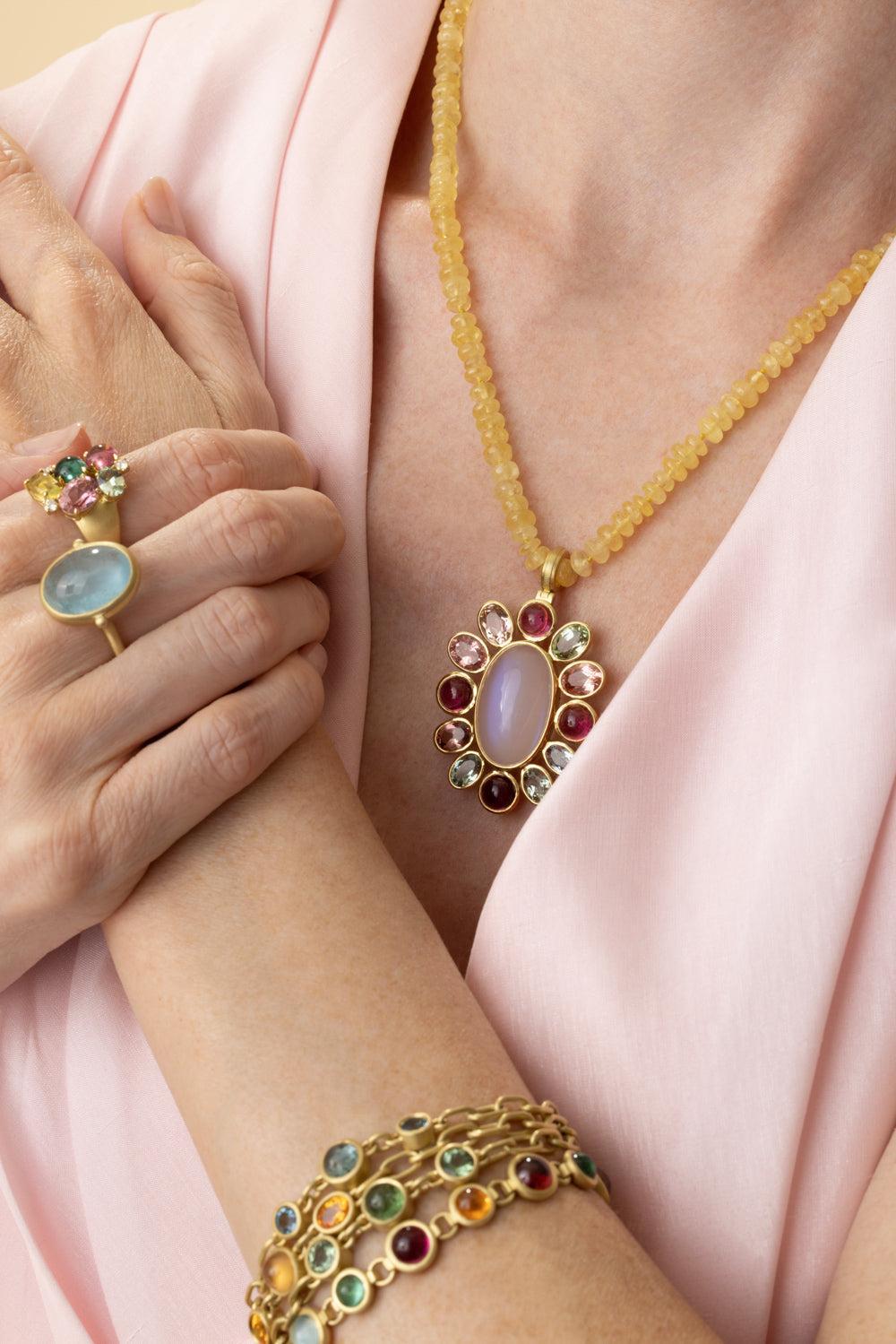 Danburite Small Bead Necklace-YELLOW GOLD-18-JEWELRYFINE JEWELNECKLACE O-LEIGH MAXWELL