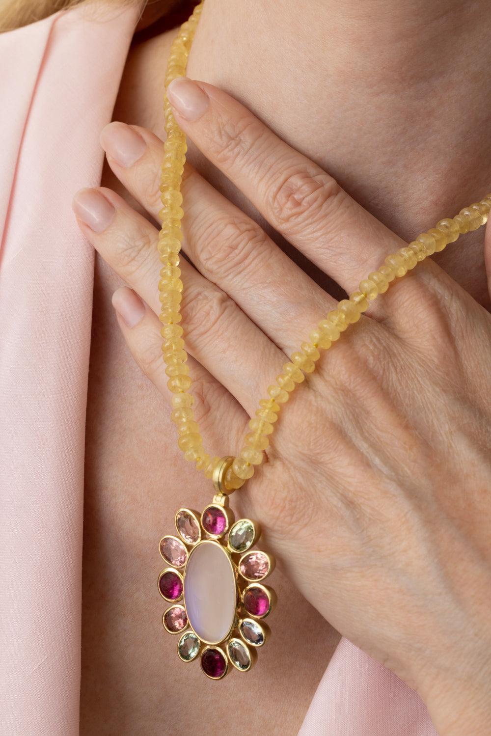 Danburite Small Bead Necklace-YELLOW GOLD-18-JEWELRYFINE JEWELNECKLACE O-LEIGH MAXWELL