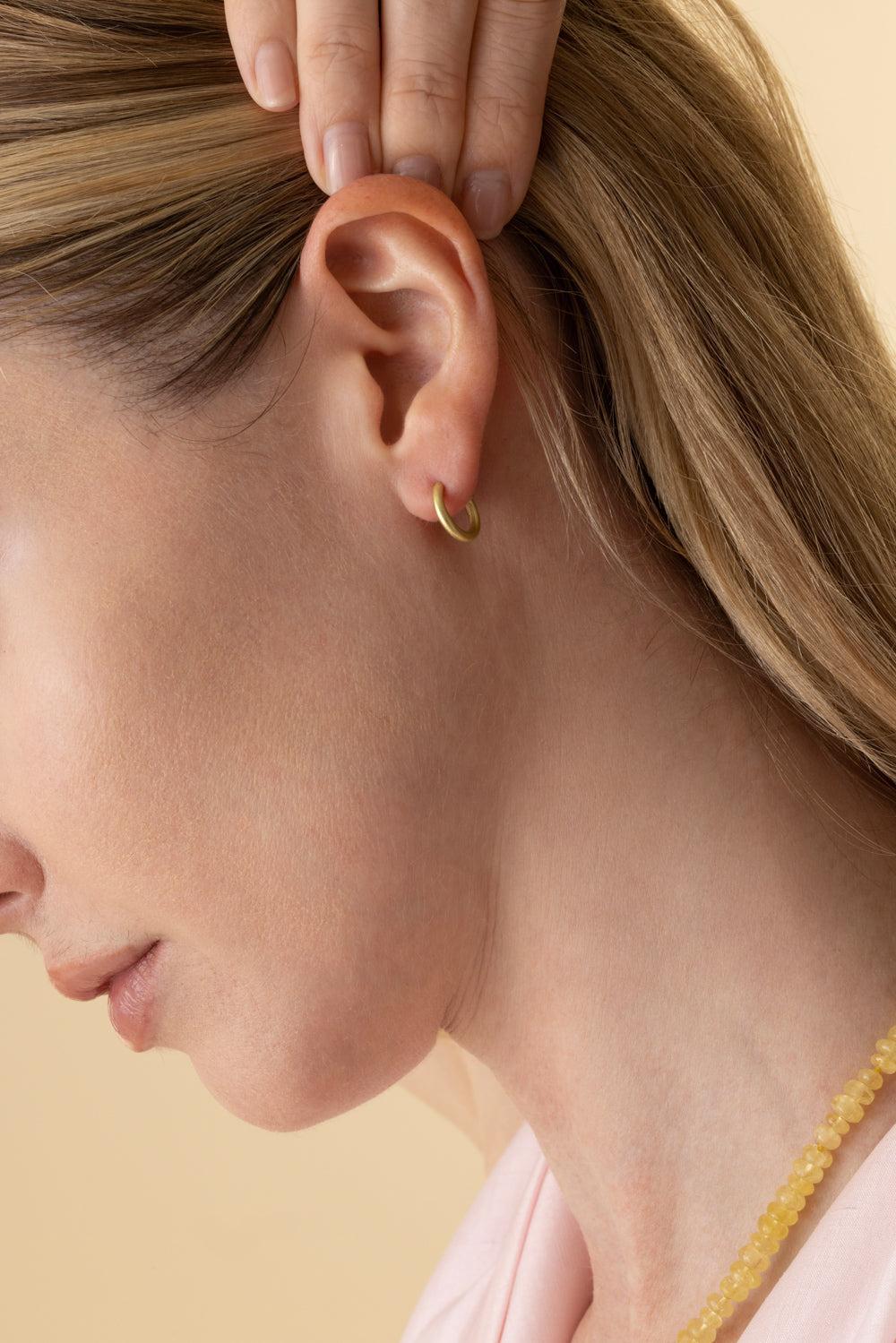 Amani Diamond Mini Hoop Earrings-YELLOW GOLD-JEWELRYFINE JEWELEARRING-LEIGH MAXWELL
