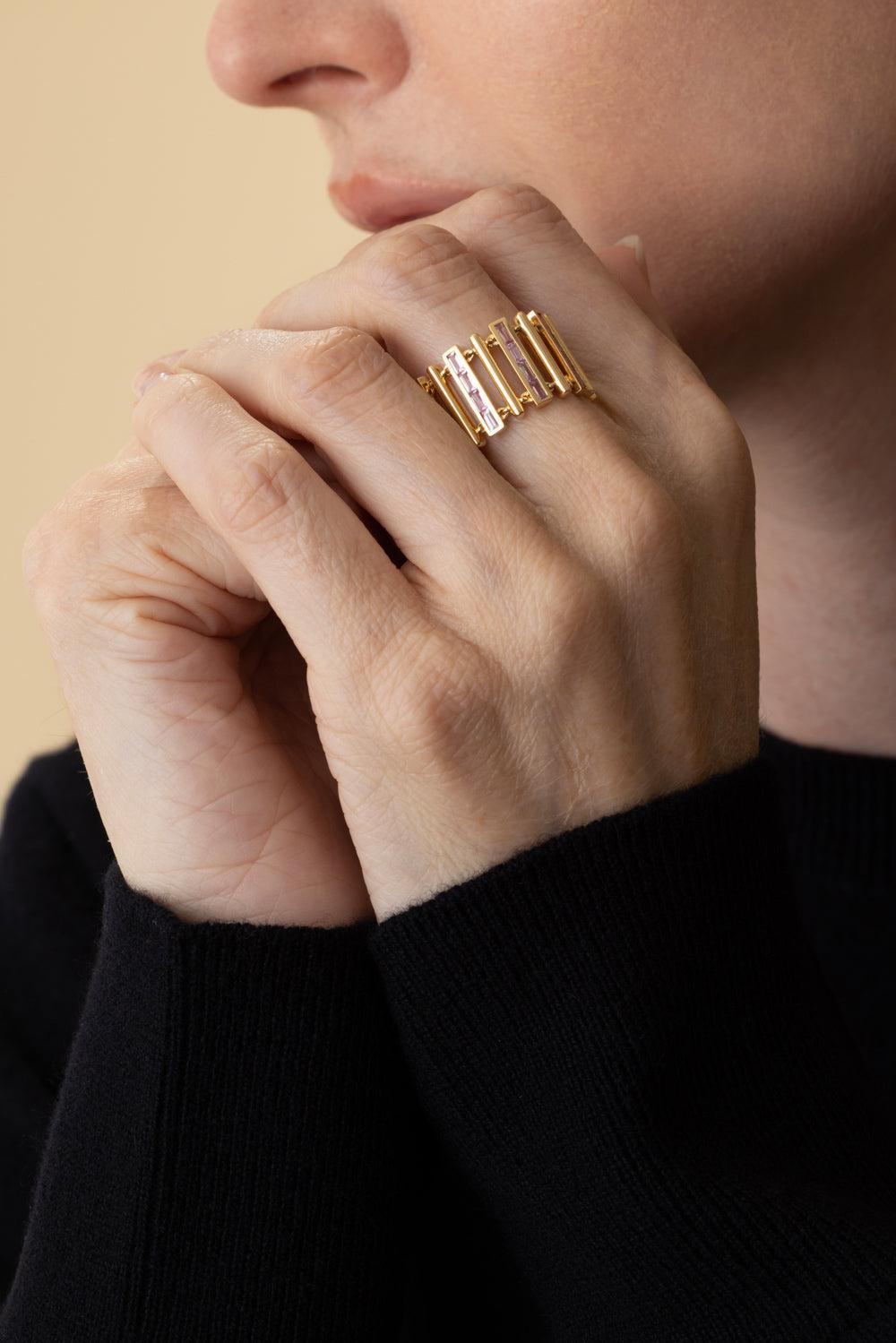 Pink Sapphire Paro Ring-YELLOW GOLD-8-JEWELRYFINE JEWELRING-MOKSH