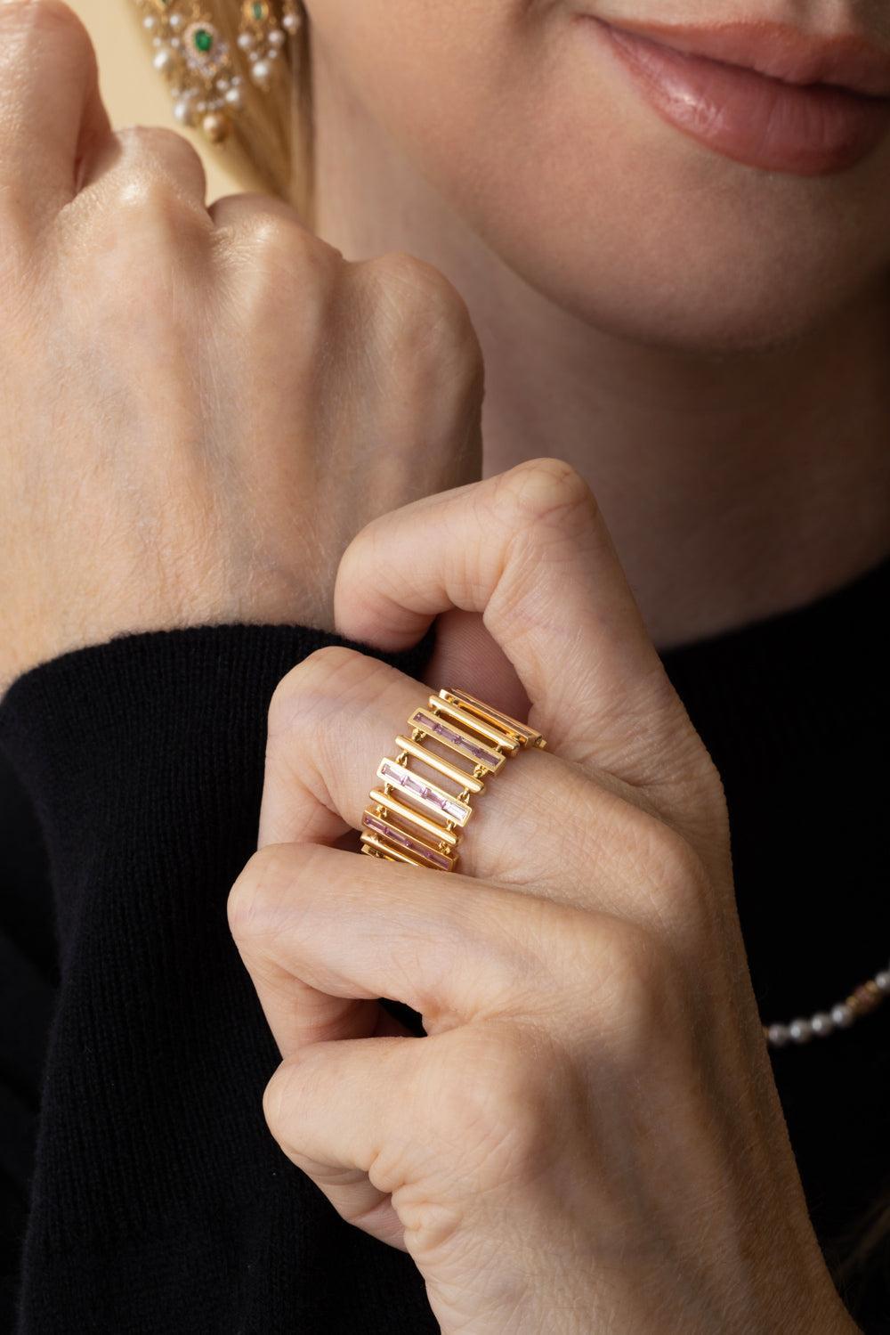 Pink Sapphire Paro Ring-YELLOW GOLD-8-JEWELRYFINE JEWELRING-MOKSH