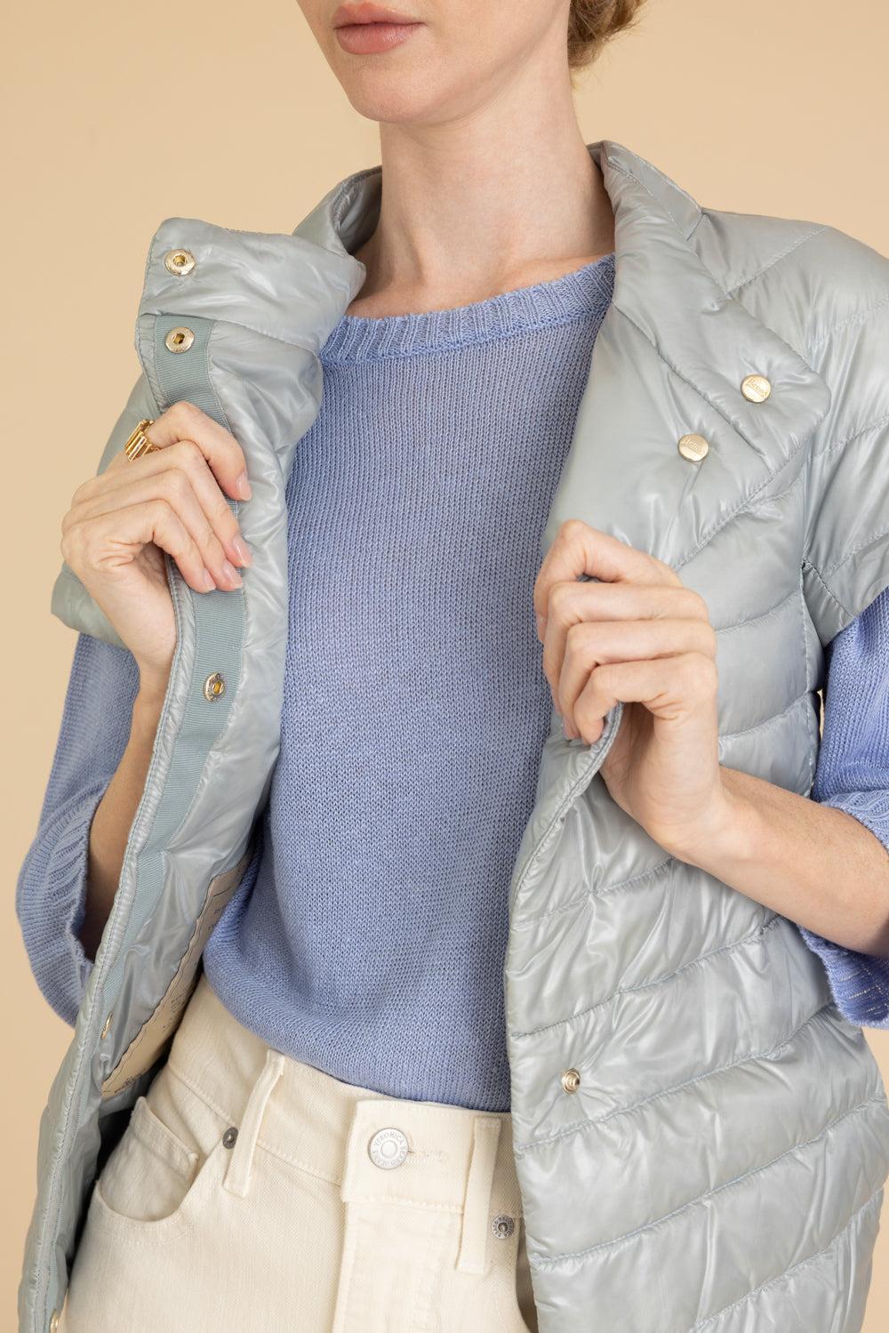 Iconico Emilia Cap Sleeve - Blue Grey-LIGHT BLUE-38-CLOTHINGJACKETCASUAL-HERNO