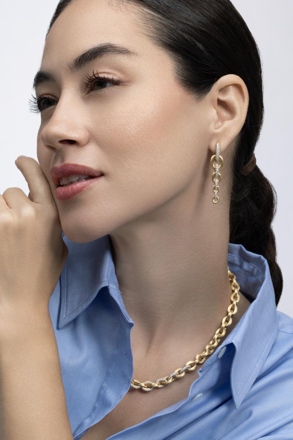  Diamond Libera Aura Four Link Drop Eearrings-YLWGGOLD-JEWELRYFINE JEWELEARRING-NANIS 