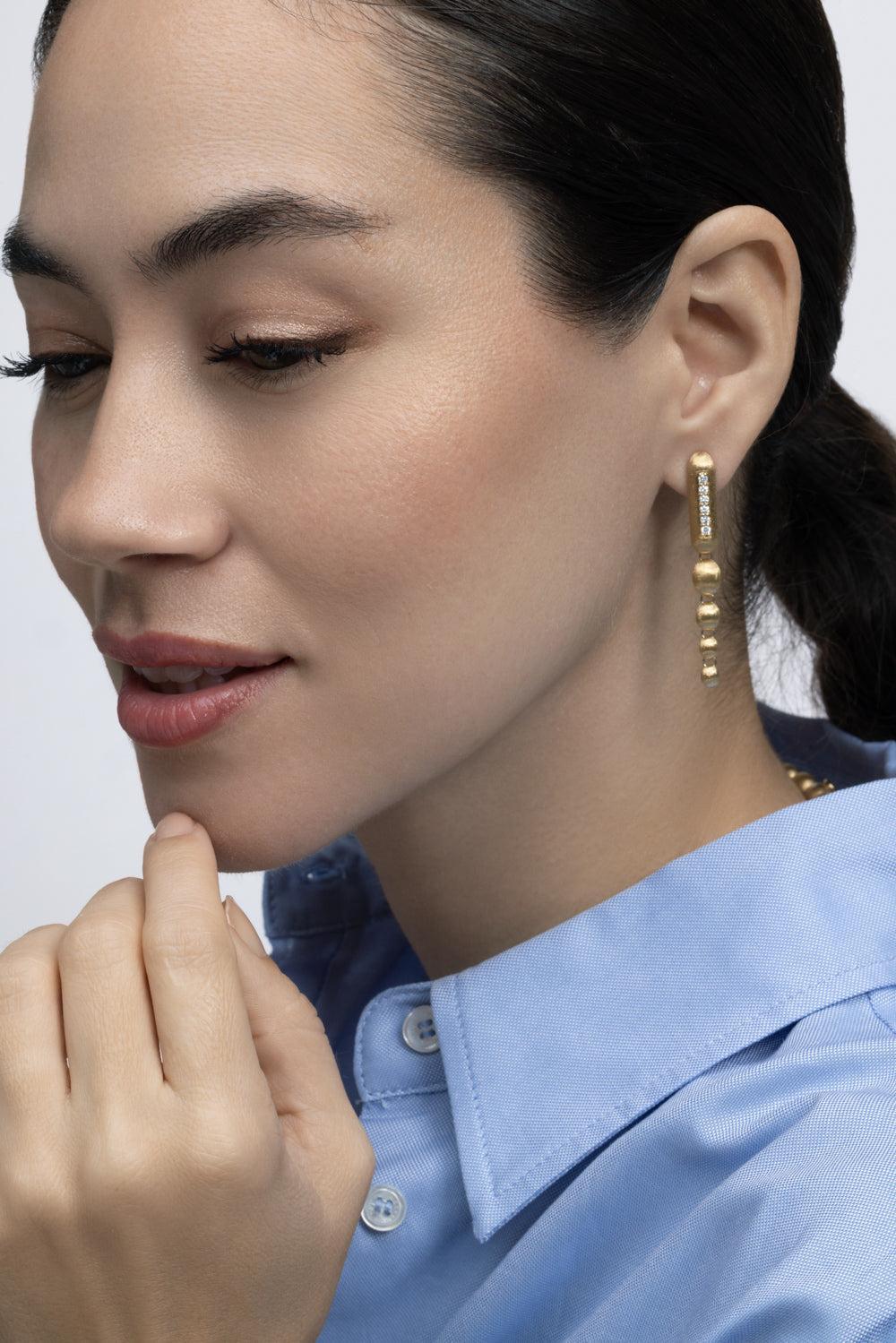  Diamond Line Elite Four Drop Earrings-YELLOW GOLD-JEWELRYFINE JEWELEARRING-NANIS 