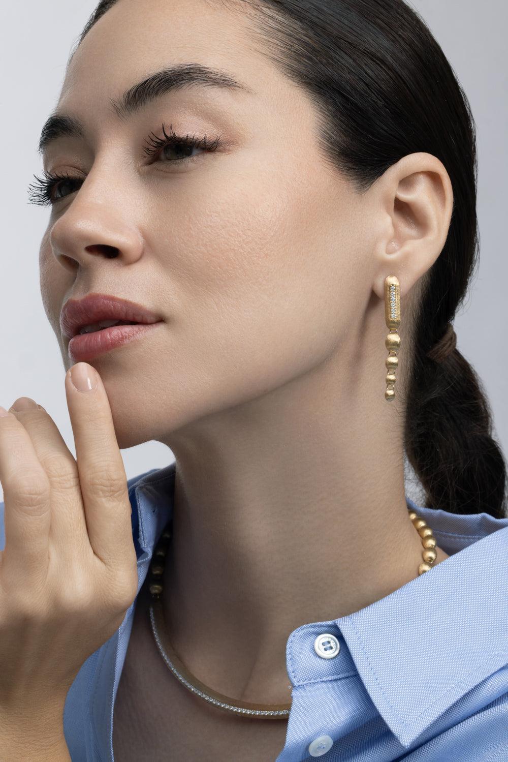  Diamond Line Elite Four Drop Earrings-YELLOW GOLD-JEWELRYFINE JEWELEARRING-NANIS 