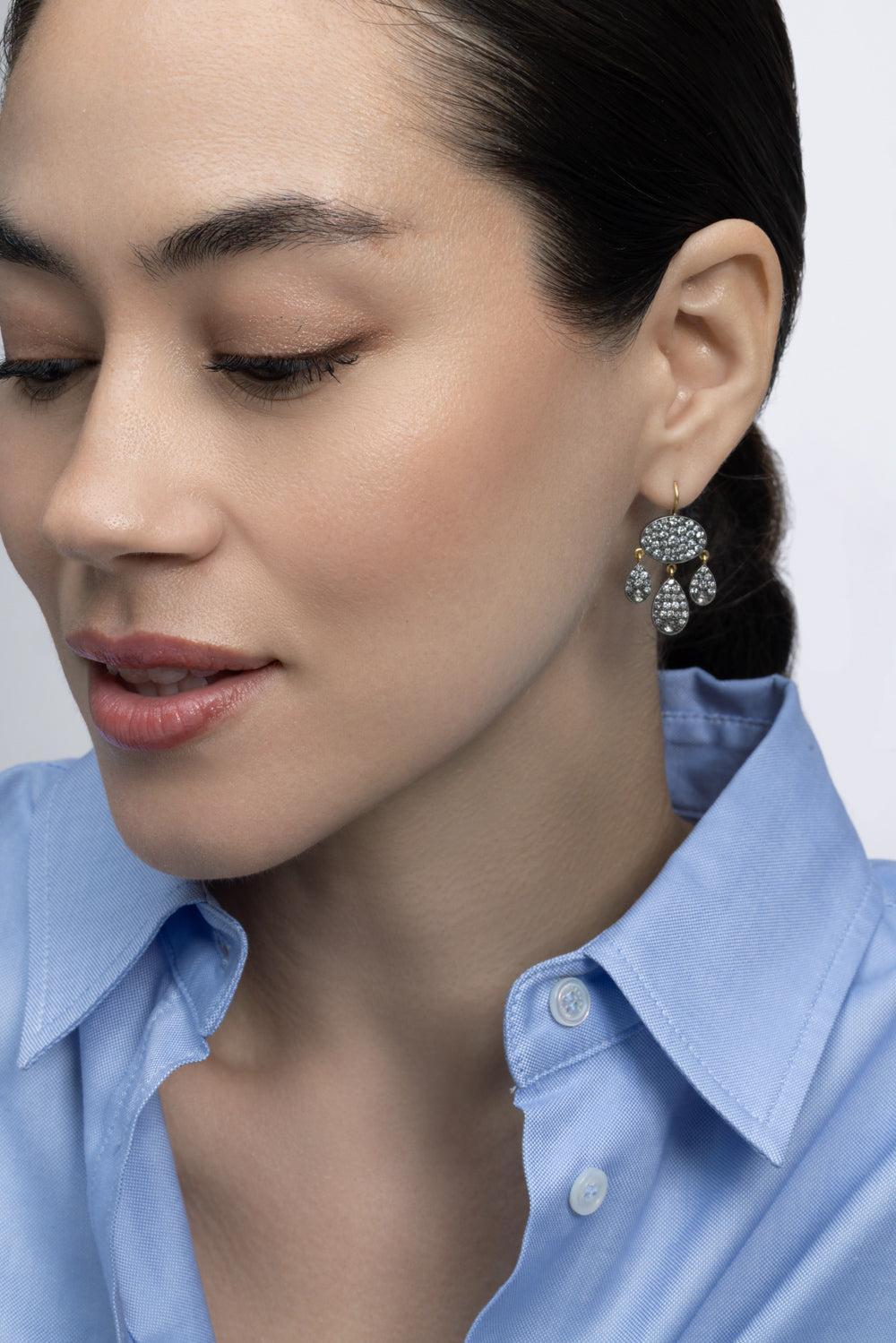 Grey Diamond Baby Dangle Earrings-YELLOW GOLD-JEWELRYFINE JEWELEARRING-SYLVA & CIE