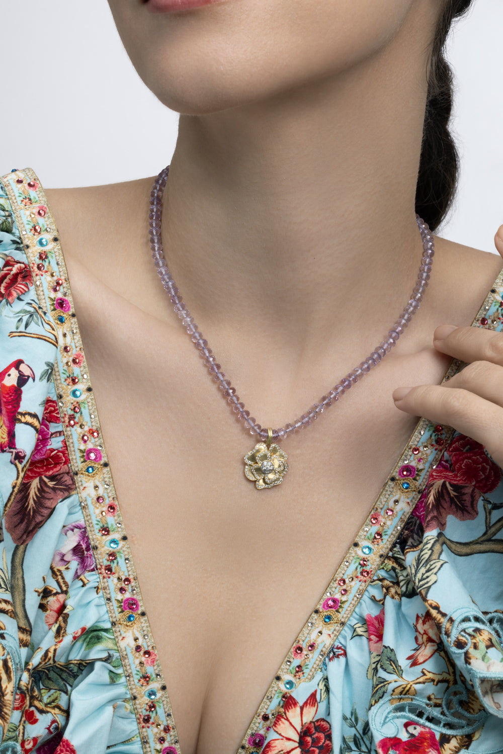 Amethyst Rose Of France Beaded Candy Necklace