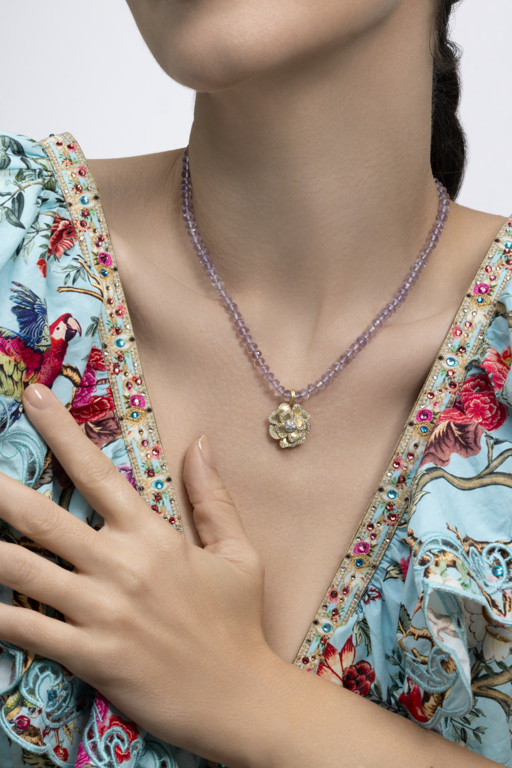 Amethyst Rose Of France Beaded Candy Necklace